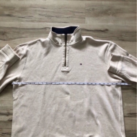 Cream Neutral Quarter Zip Tommy Hilfiger Pull Over Sweater - Picture 3 of 8